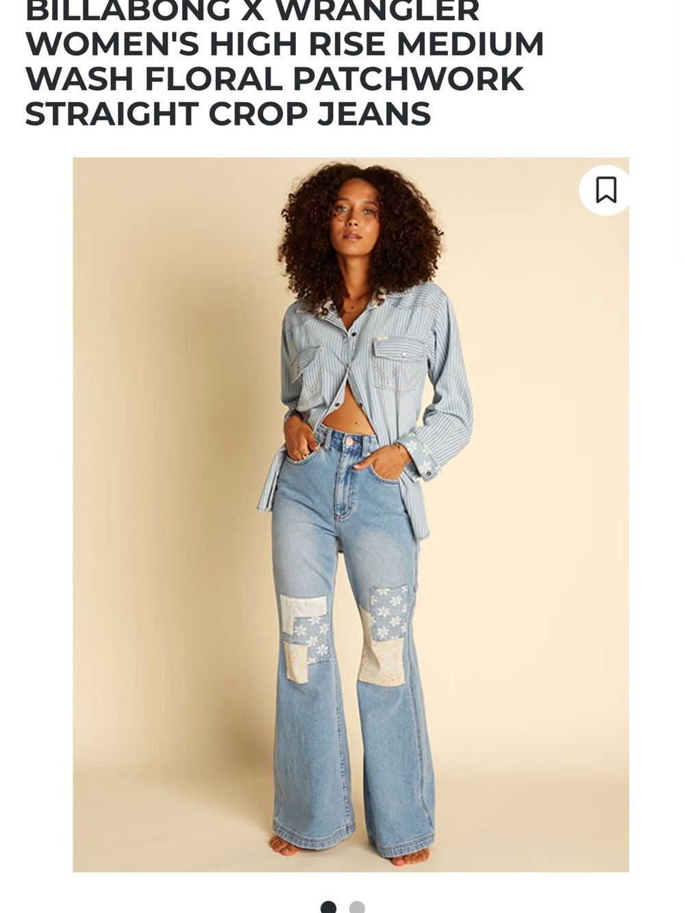 Wrangler Light Blue High-Rise Flare Jeans with Floral Patchwork